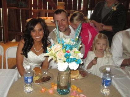A candid shot of the bride and groom during one of our weddings 