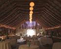 Like a fairy land: lights lighting up the barn and makes it look like a very romantic place for your wedding reception!