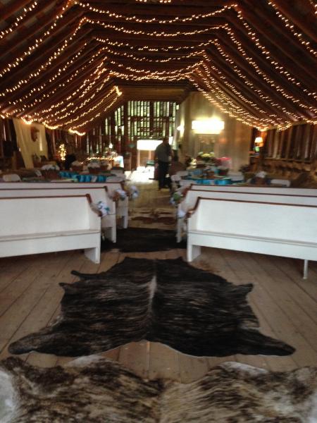 The bride walks the entire length of the barn loft to reach this
end of the barn.  Picture yourself coming down the aisle!  This is where your groom will be standing as you walk to meet him for your wedding at Hidden Valley.